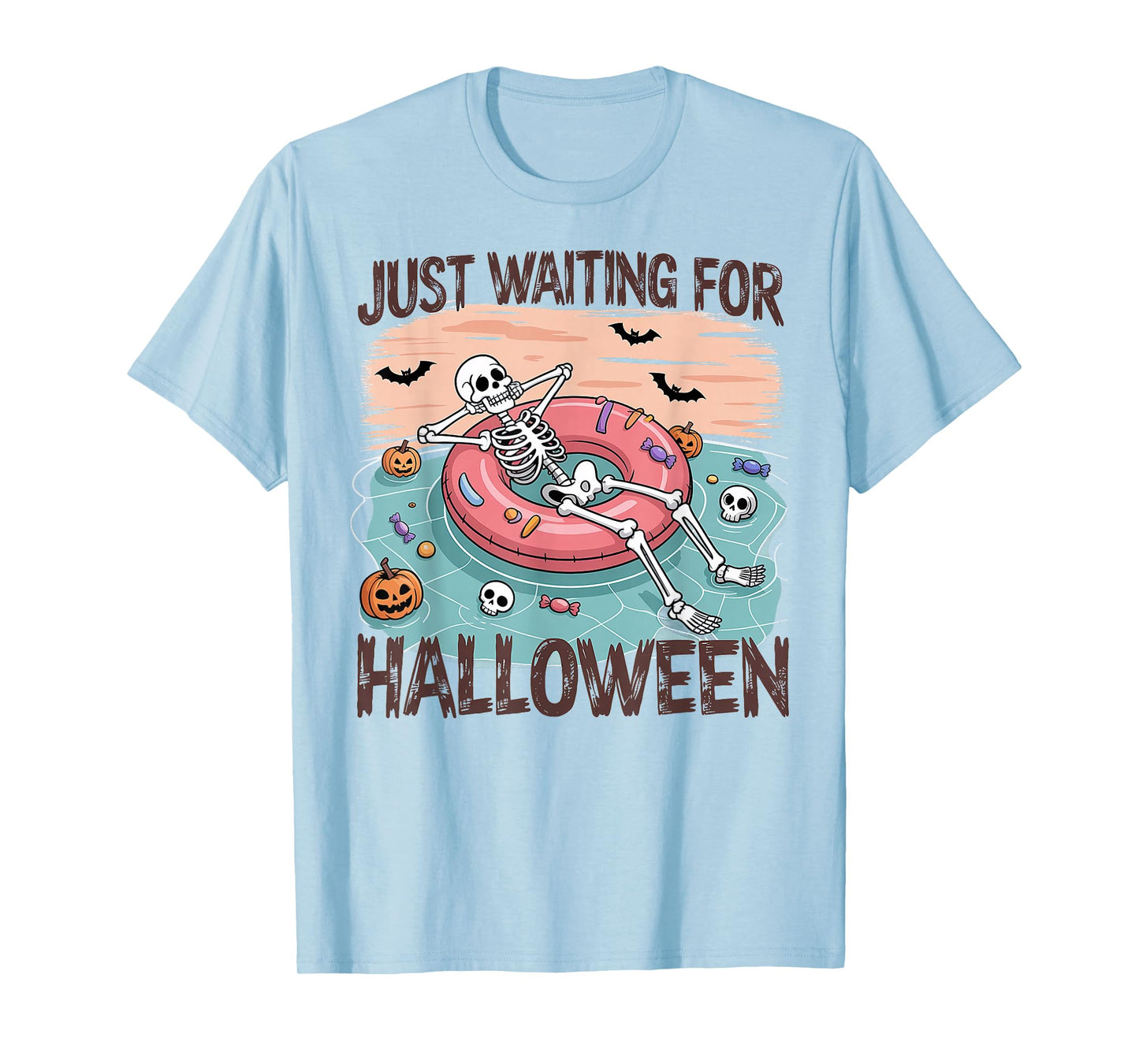 Spooky Summer Skeleton Just Waiting for Halloween T-Shirt