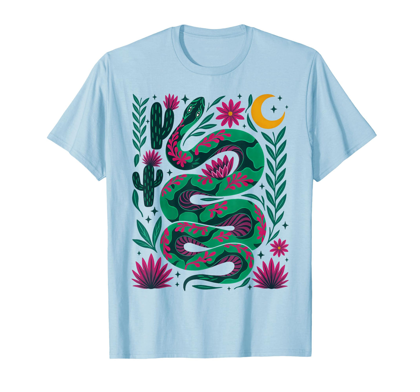 Boho Snake Cactus Floral Desert Western Vibes Preppy Cowgirl T-Shirt