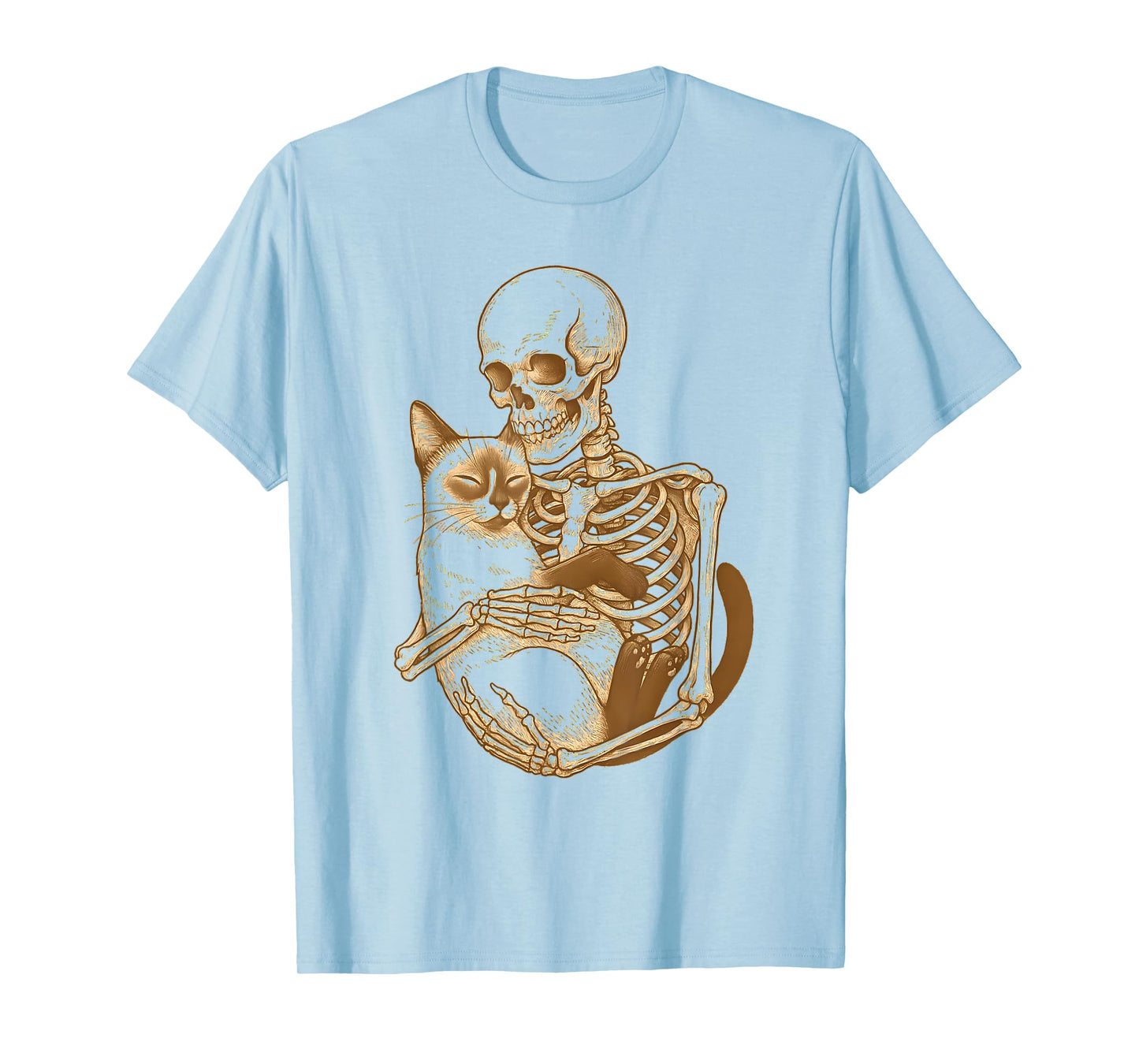 Skeleton Hugging Siamese Cat T-Shirt