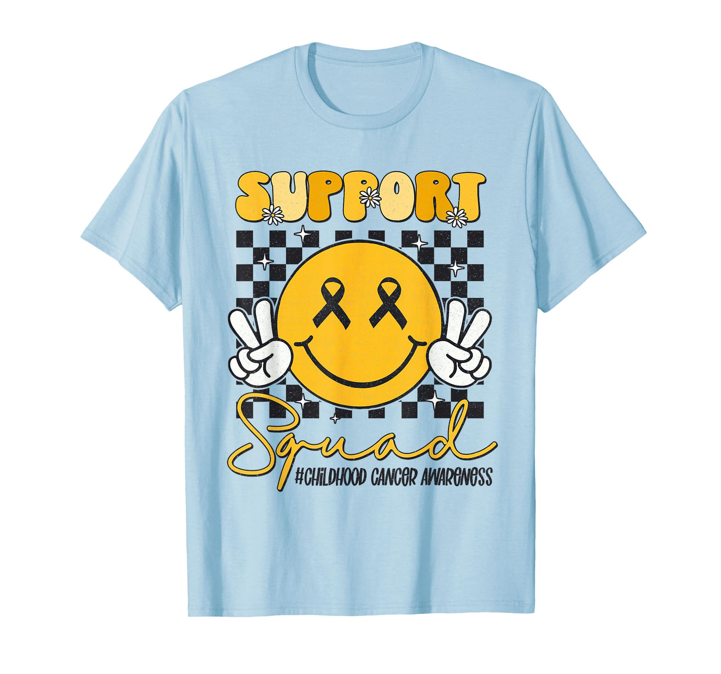 Childhood Cancer Awareness Smile Face Gold Ribbon Support T-Shirt