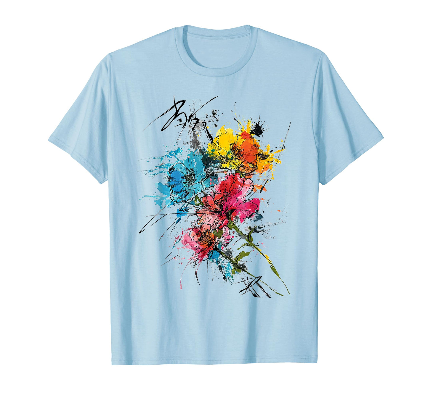Flower Colorful Art Drawing Abstract Graphic Flower T-Shirt