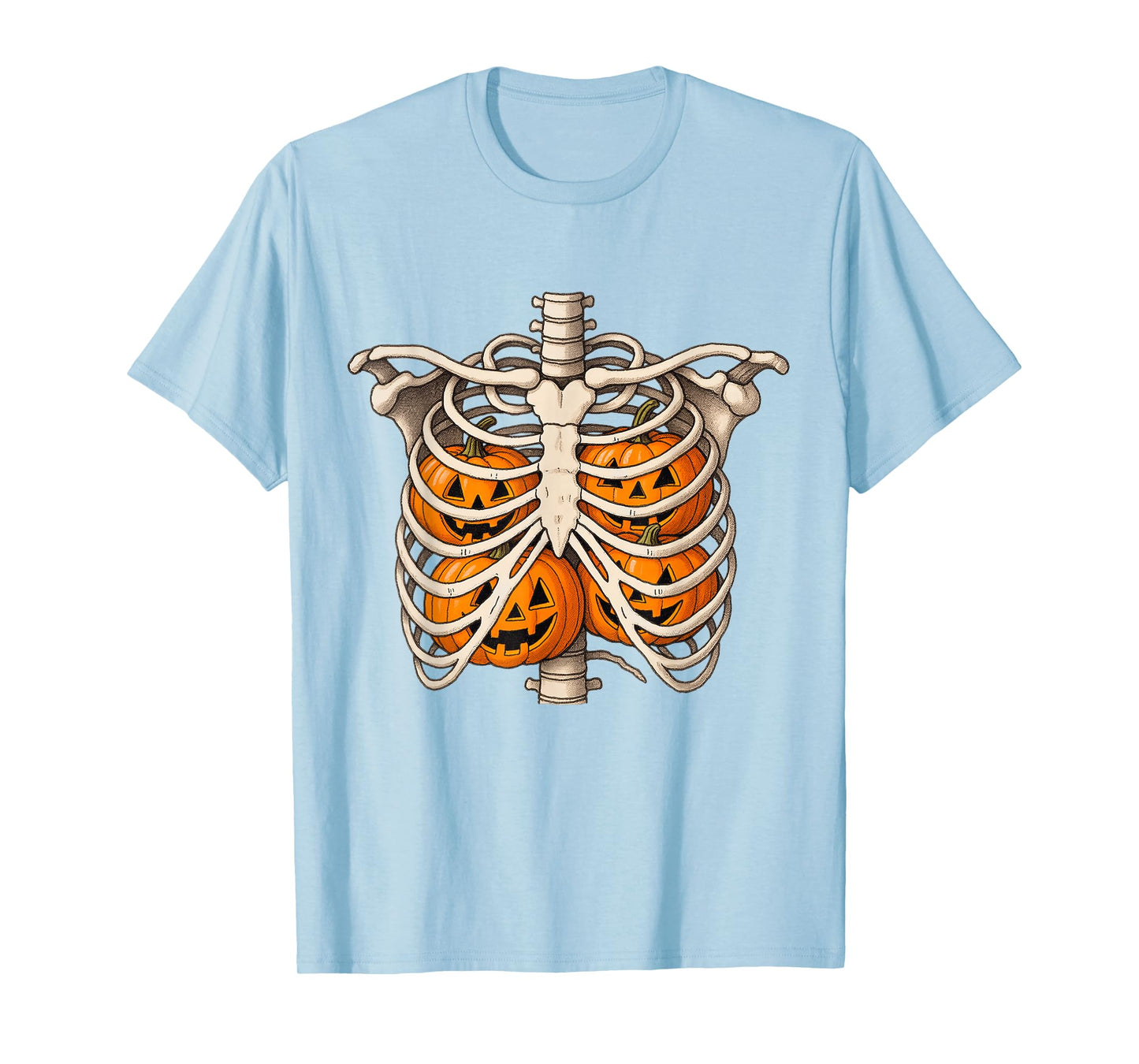 Ribcage Pumpkins Halloween Skeleton Spooky Season Fall Vibes T-Shirt