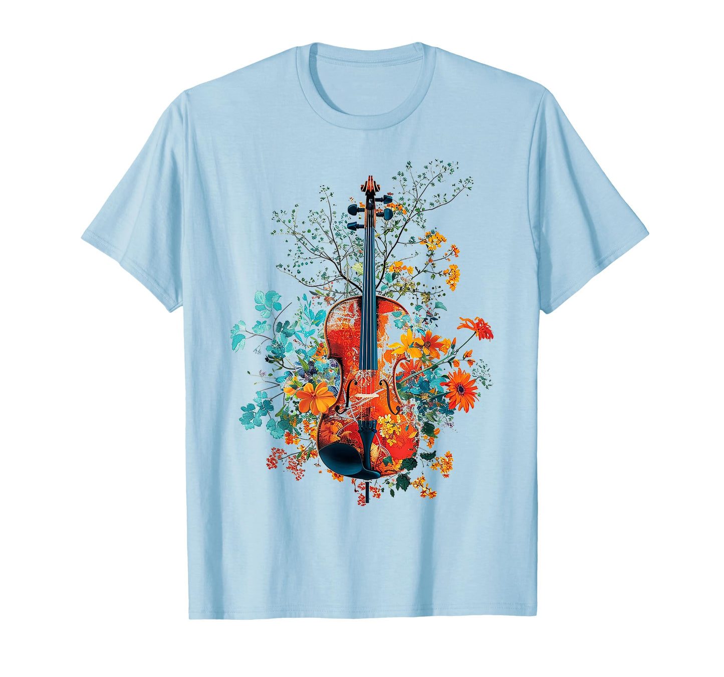 Violin Music Flowers Nature Graphic Violin T-Shirt