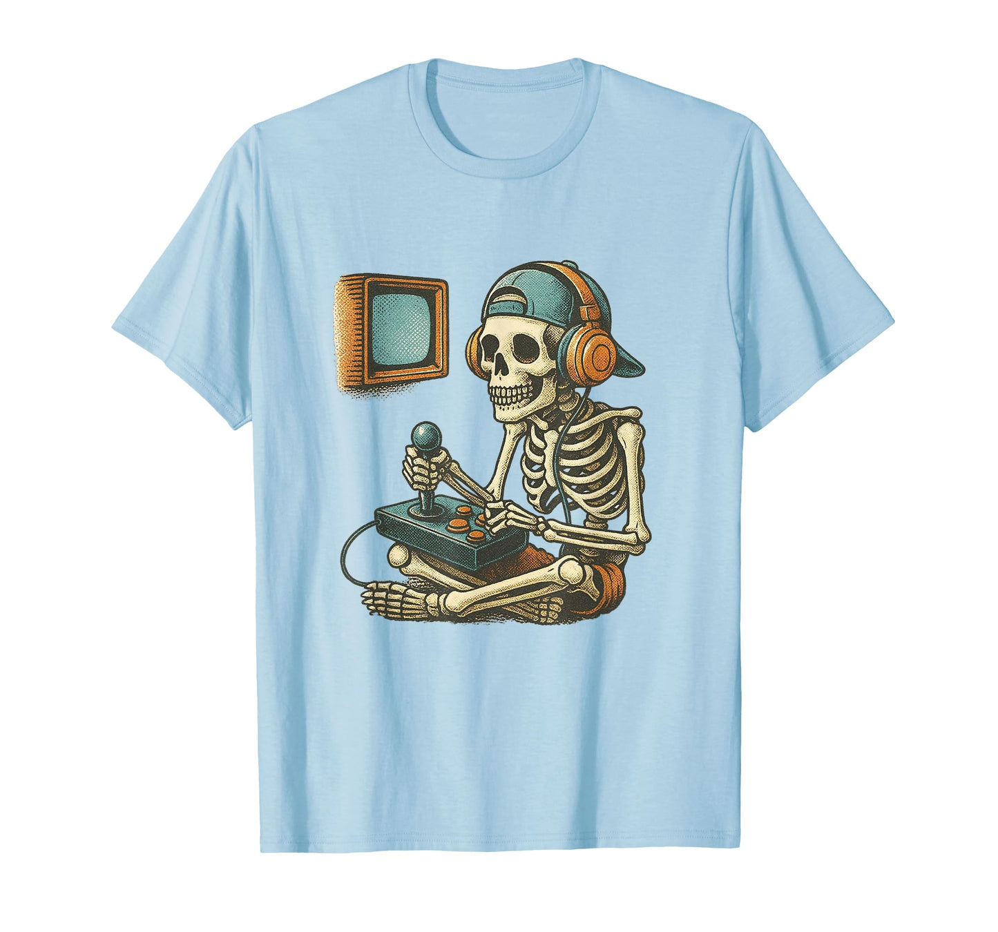 Skeleton Gamer Halloween Video Gaming Boys Men Kids Tee T-Shirt