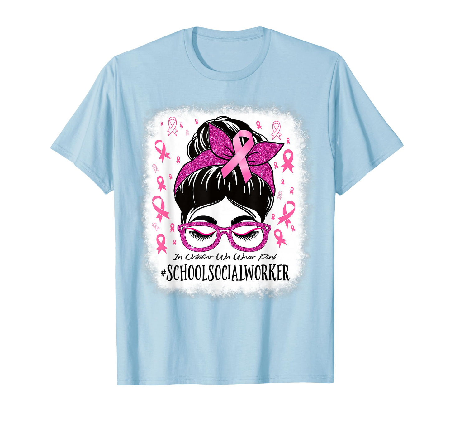 School Social Worker In October We Wear Pink Breast Cancer T-Shirt