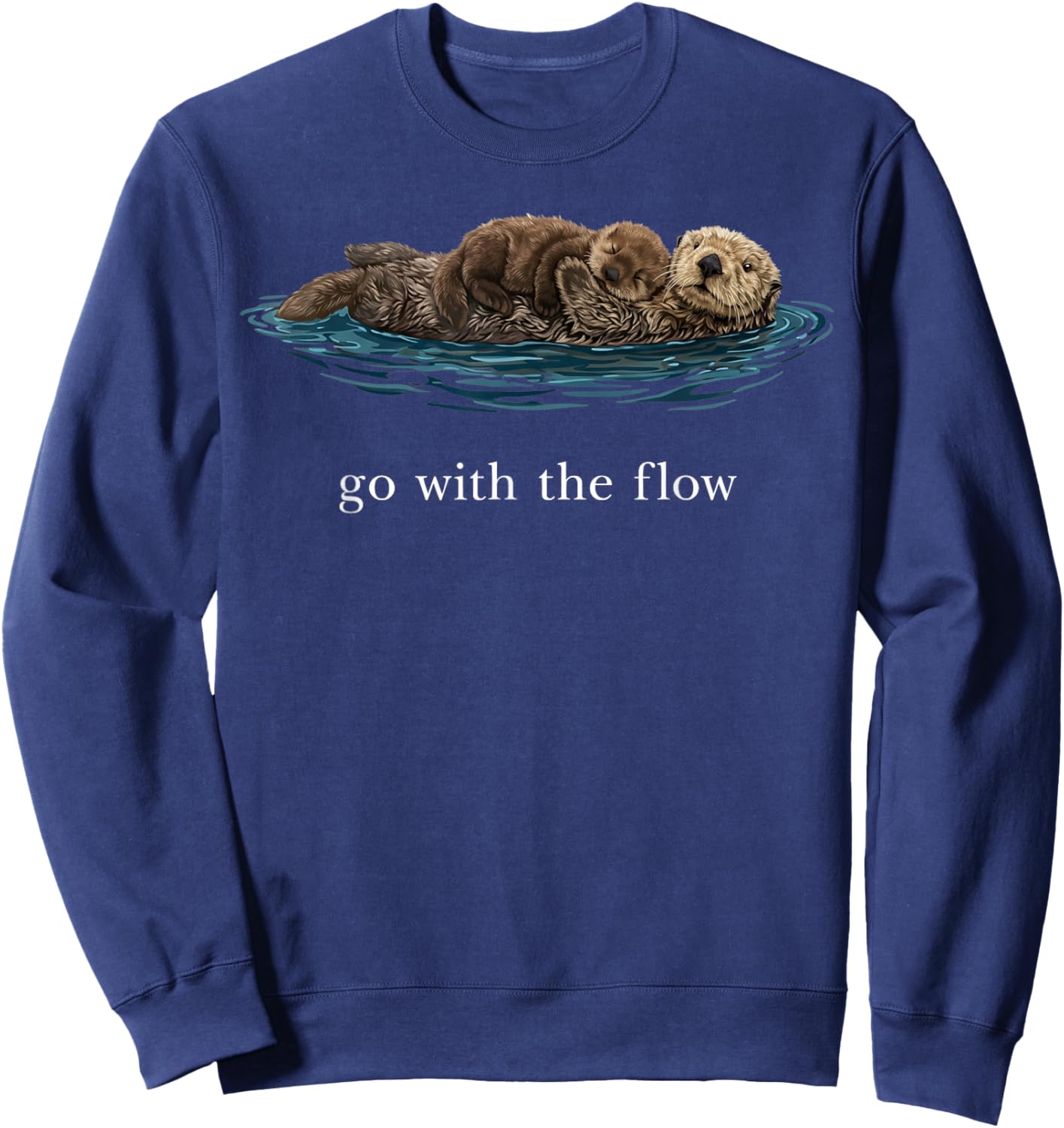 Go with The Flow Sea Otter T-Shirt - Sweatshirt | Navy