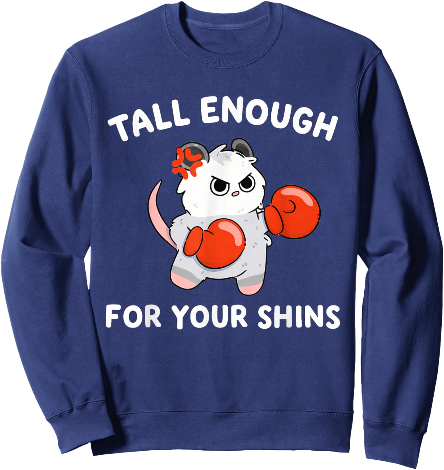 Tall Enough for Your Shins Funny Boxing Cat T-Shirt - Sweatshirt | Navy