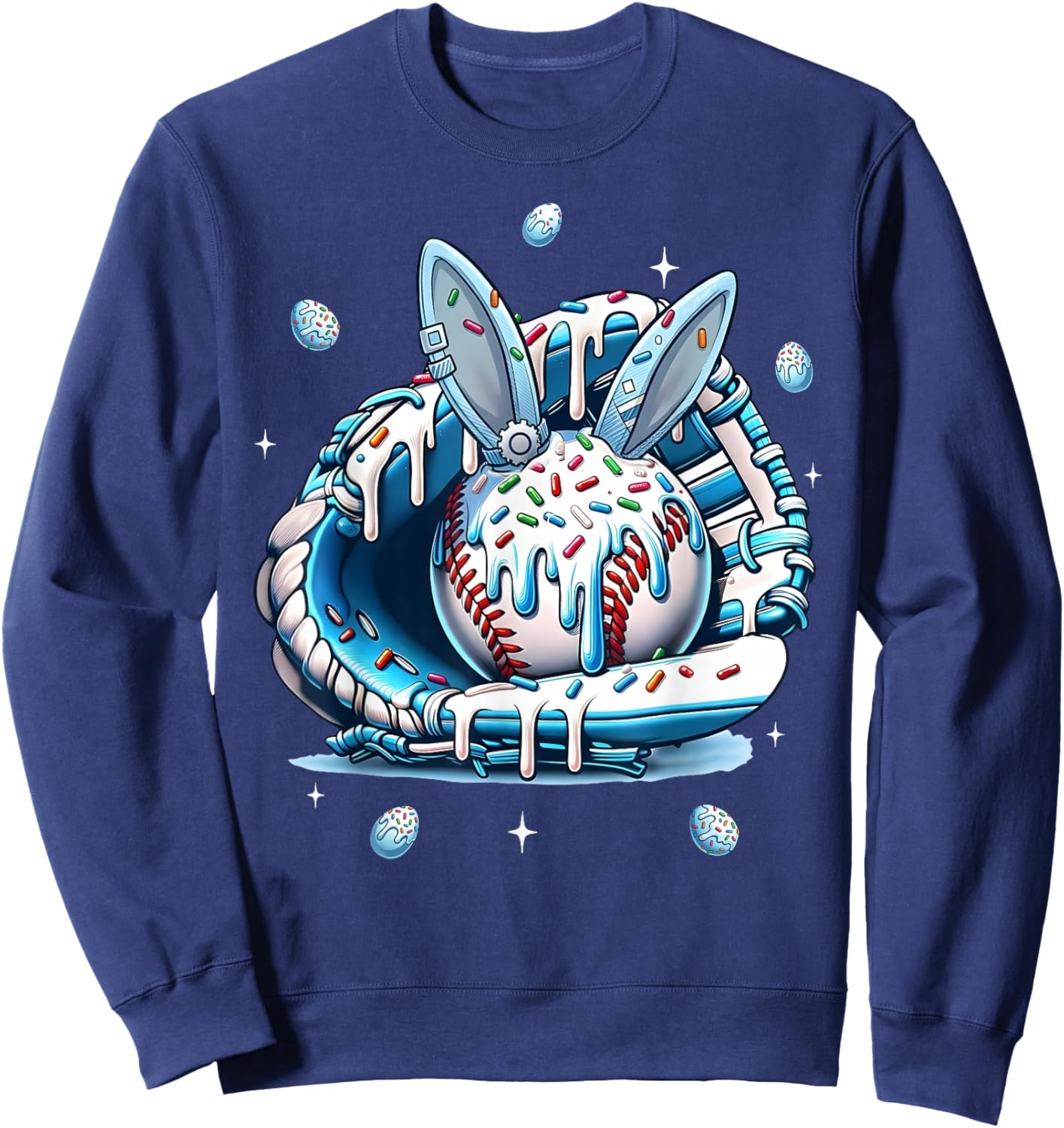 Happy Easter Baseball Player Bunny Sports Boys Kids Girls T-Shirt - Sweatshirt | Navy