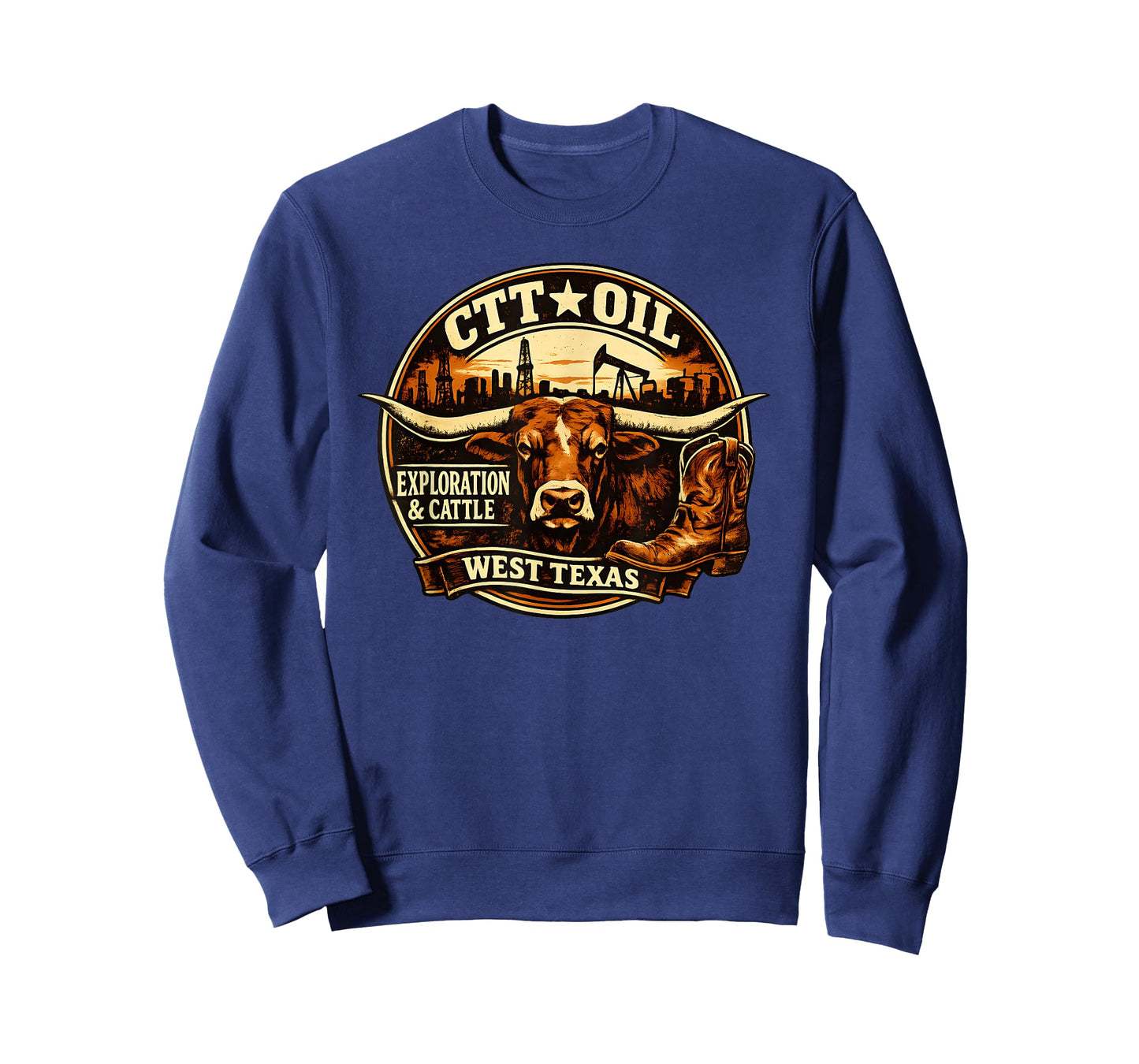 CTT Oil Exploration & Cattle Company Texas T-Shirt - Sweatshirt | Navy