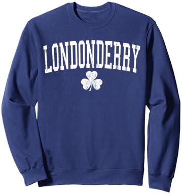 Londonderry Ireland St Patricks Day Distressed Shamrock T-Shirt Sweatshirt - Sweatshirt | Navy