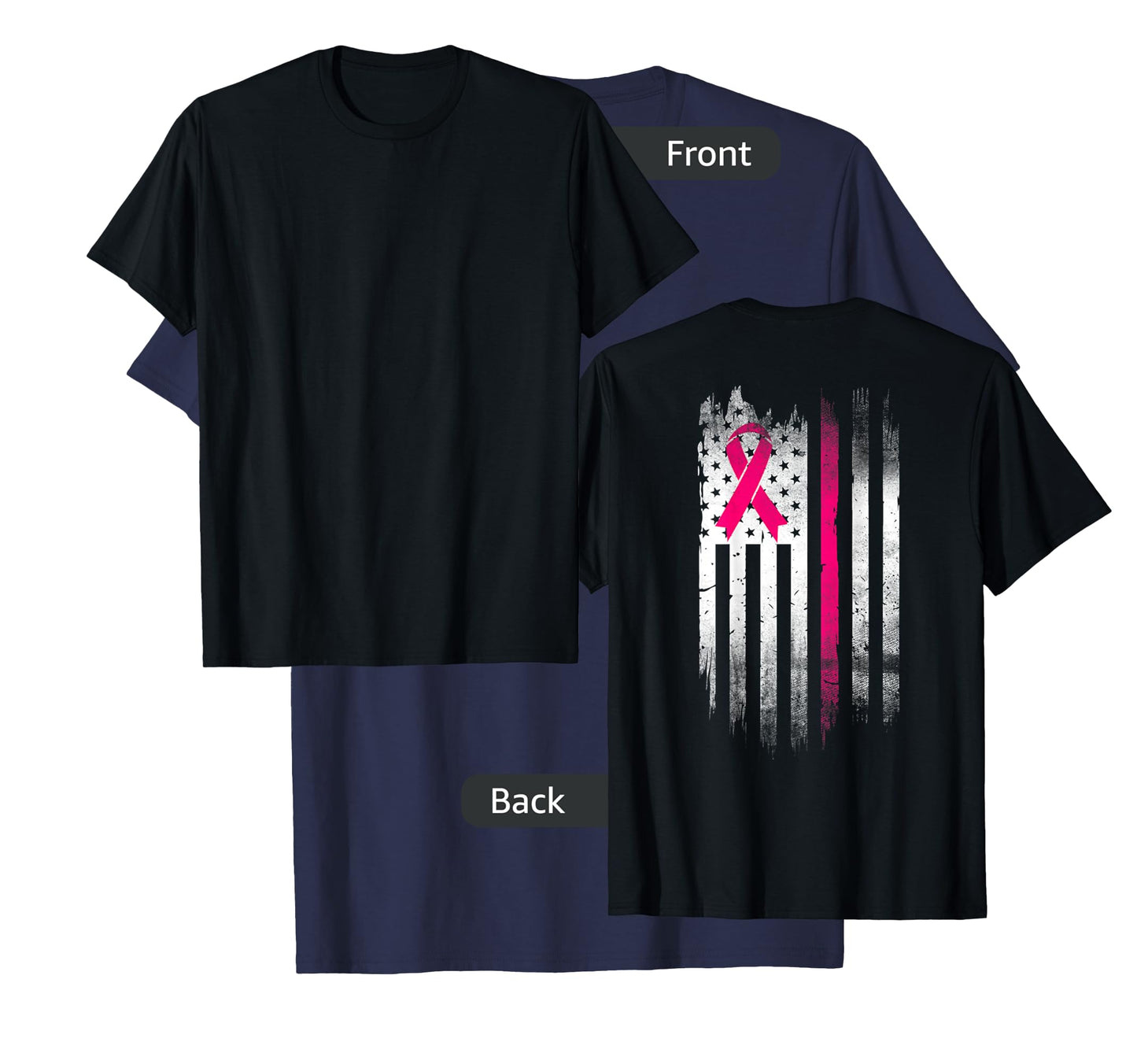 Breast Cancer Awareness Fight Pink Thing Ribbon USA flag T-Shirt