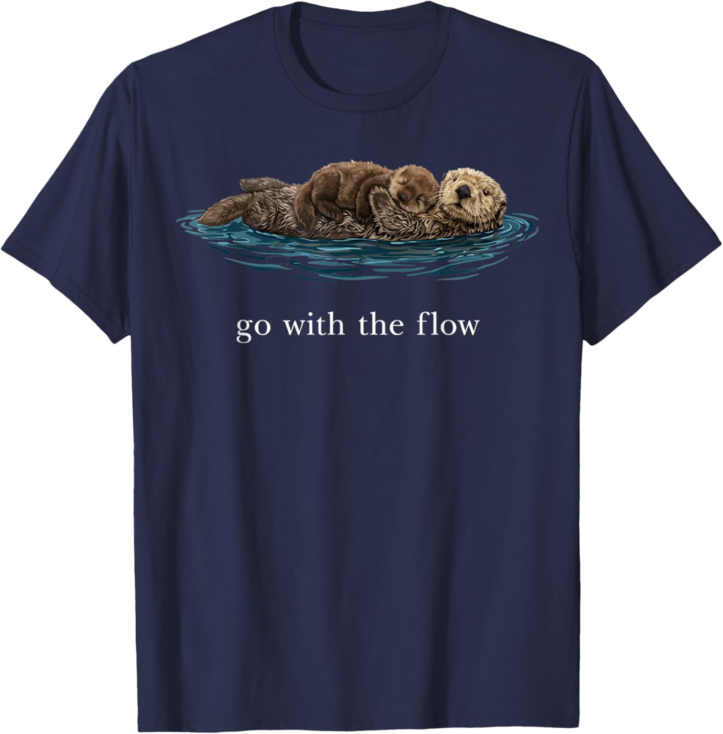 Go with The Flow Sea Otter T-Shirt - T-Shirt | Navy