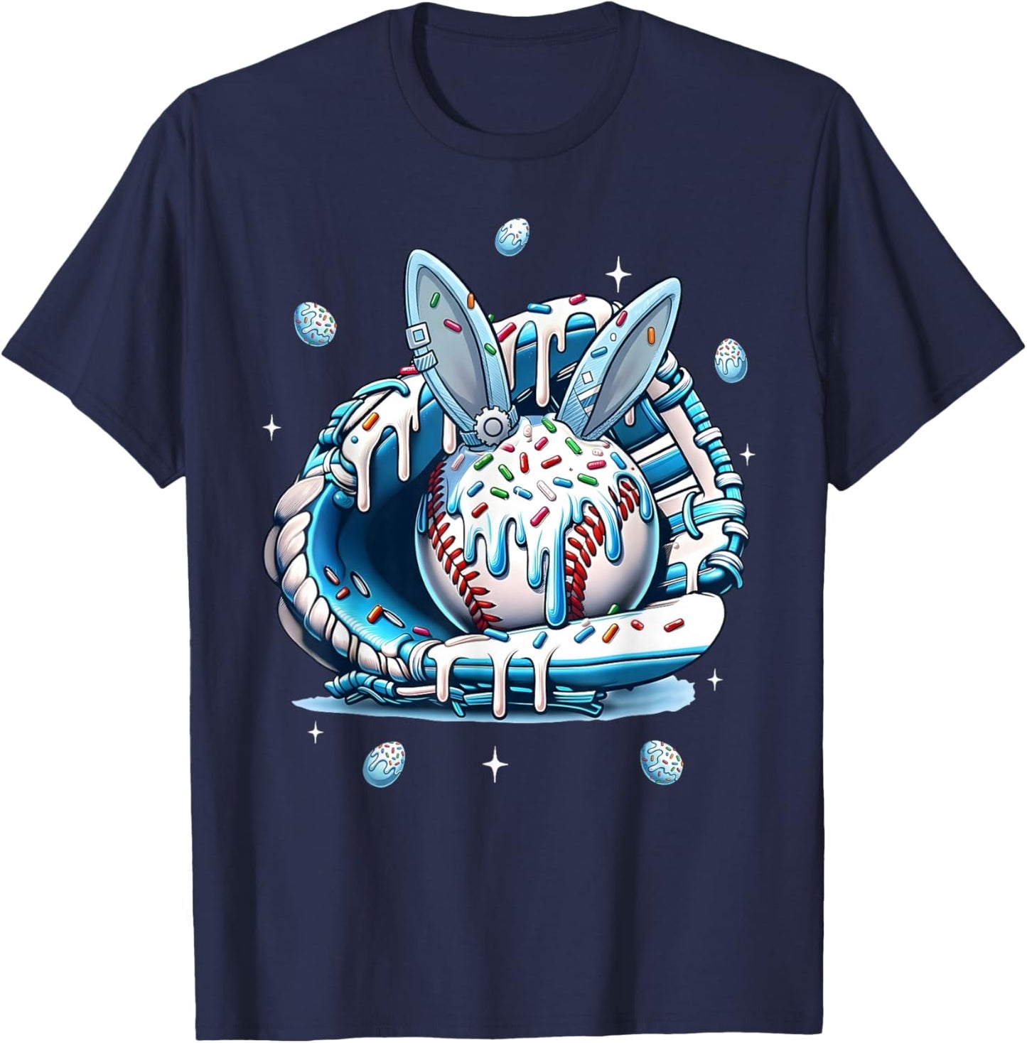 Happy Easter Baseball Player Bunny Sports Boys Kids Girls T-Shirt - T-Shirt | Navy
