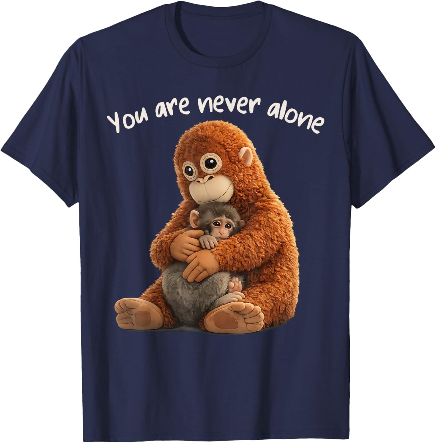 You are Never Alone Punch Monkey Animal Lover T-Shirt - T-Shirt | Navy
