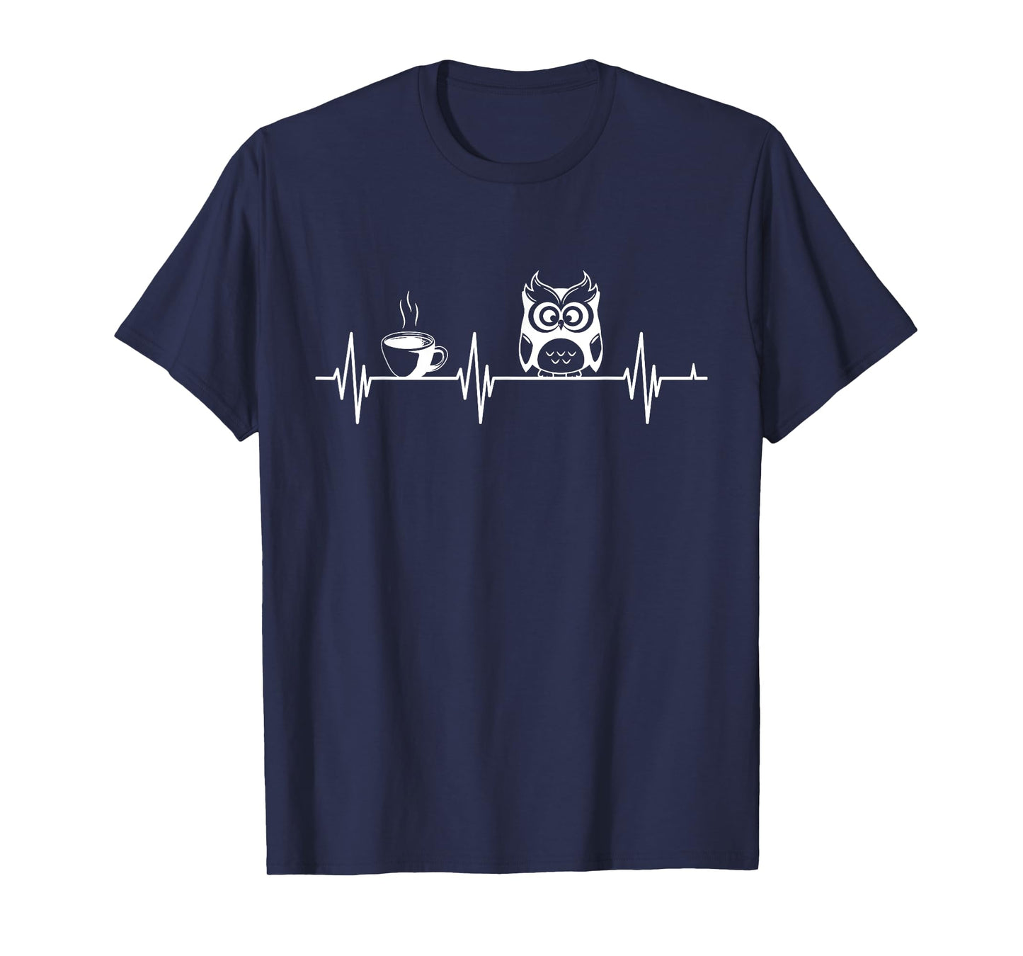 Cute Owl Art For Men Women Heartbeat Coffee Owl Lovers T-Shirt