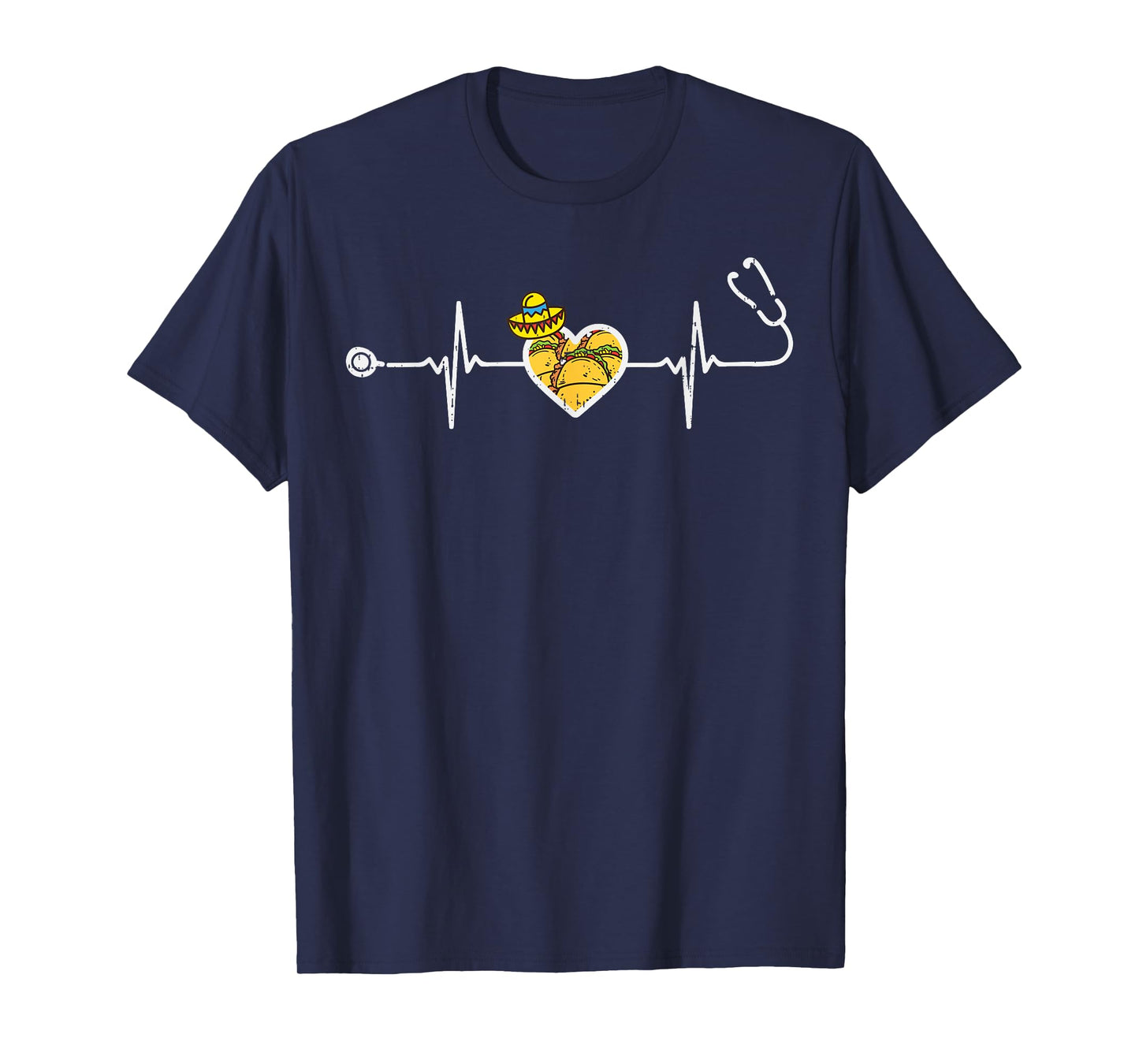 Heartbeat Taco Sombrero Stethoscope Cinco De Mayo Nurse T-Shirt
