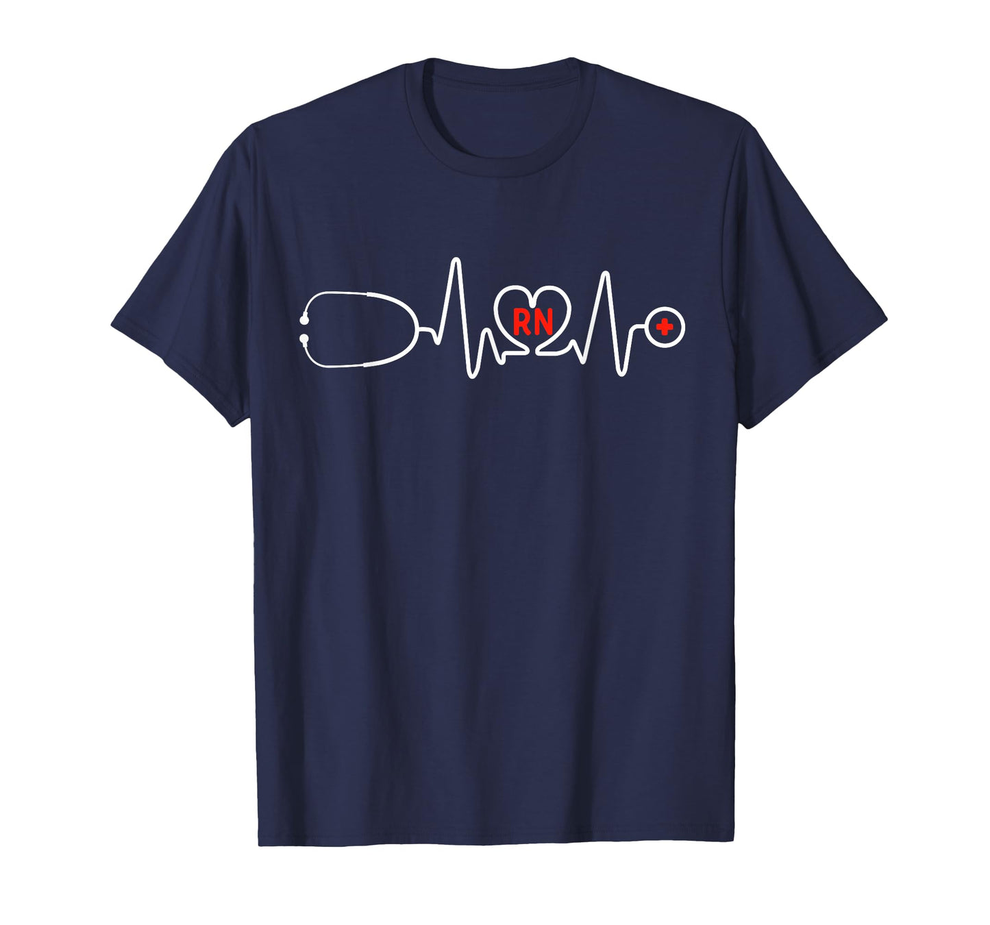 RN Nurse Clothing Registered Nurse Stethoscope Heartbeat RN T-Shirt, Black