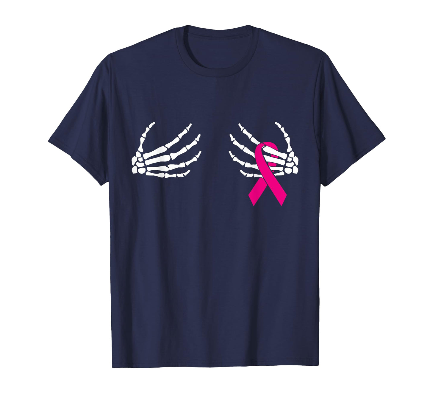 Skeleton Hands Breast Cancer Awareness Month Pink Ribbon T-Shirt