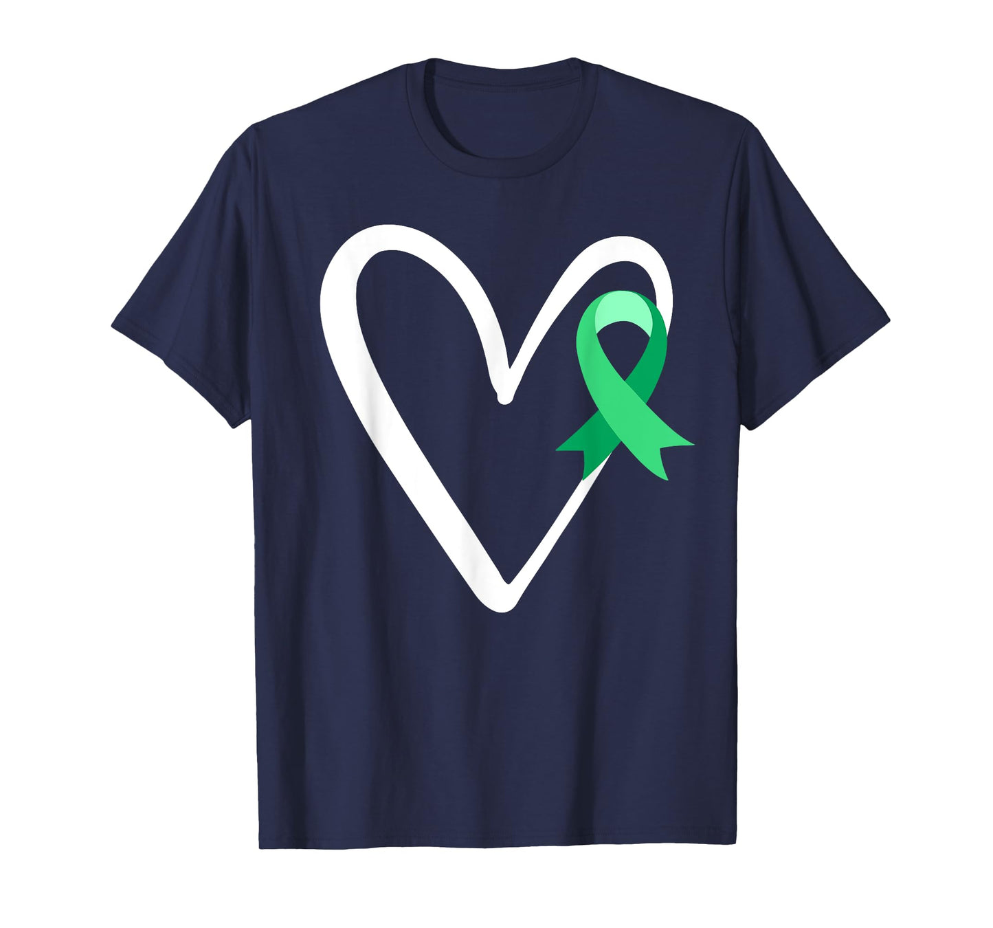 Heart Liver Cancer Awareness Green Ribbon Warrior T-Shirt