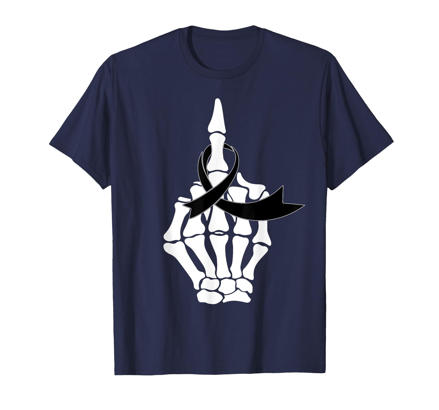 Fuck Skin Cancer Awareness Middle Finger Black Ribbon T-Shirt