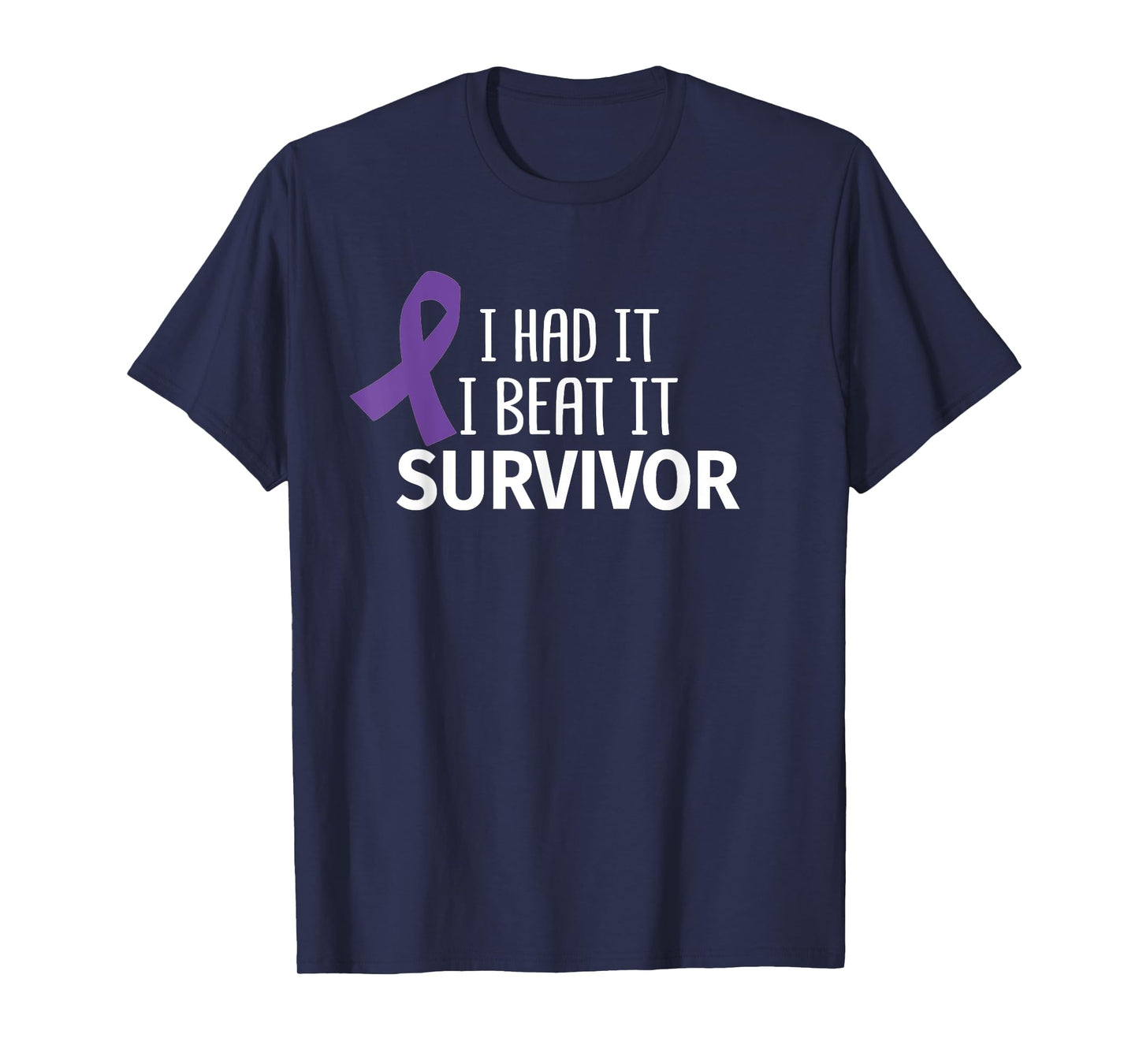 Pancreatic Cancer I Had It I Beat It Survivor Purple Ribbon T-Shirt