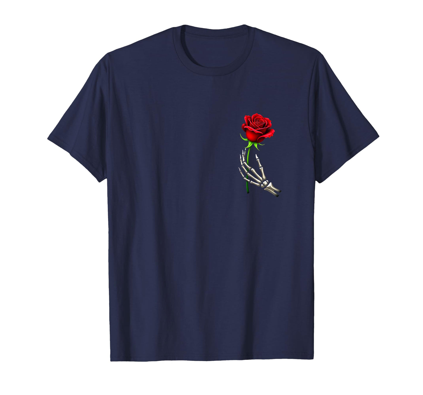 Skeleton Hand Red Rose Flower Halloween T-Shirt