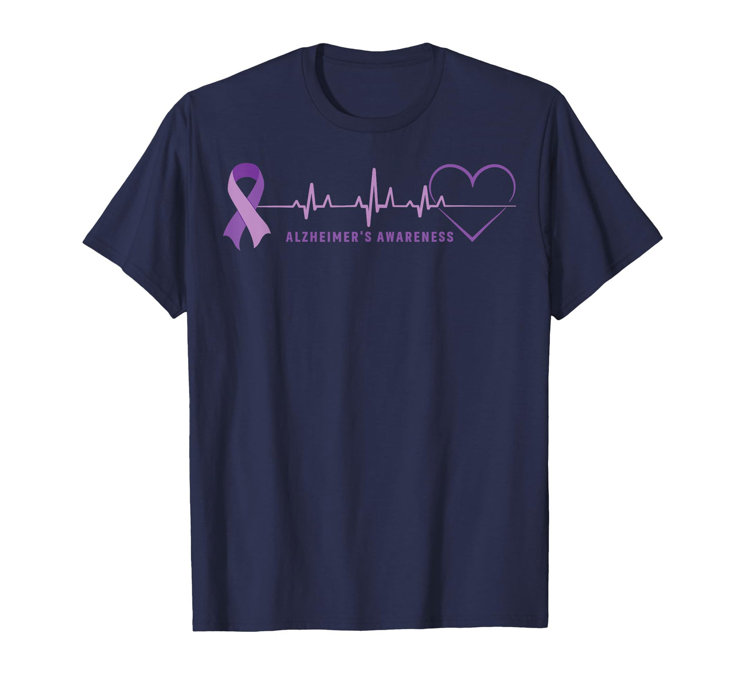 Alzheimer Disease Awareness Wear Alzheimer Ribbon Heartbeat T-Shirt