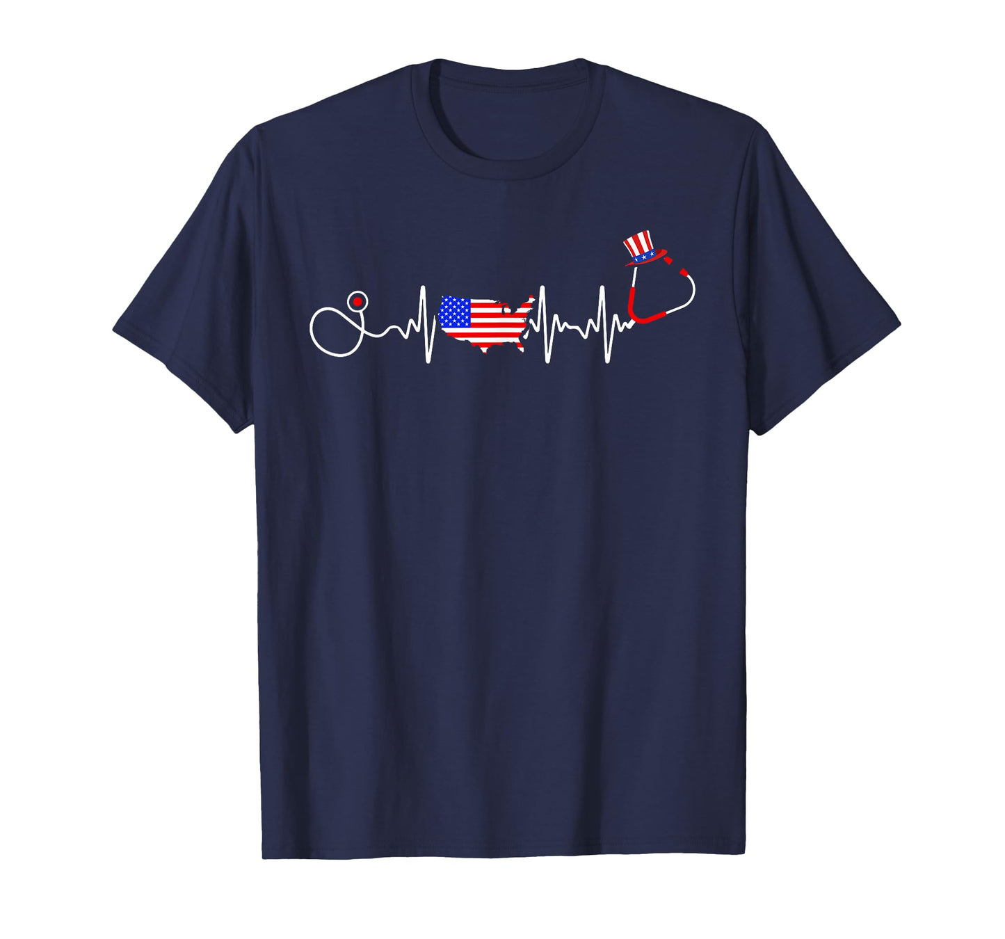 American Nurse 4th Of July USA Flag Map Patriotic RN Nursing T-Shirt