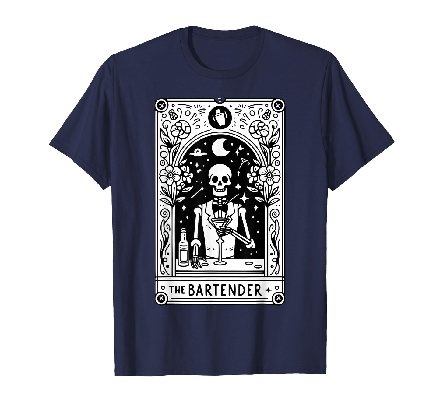 Bartender Tarot Card Skeleton Cocktail Witchy Vibes Alcohol T-Shirt