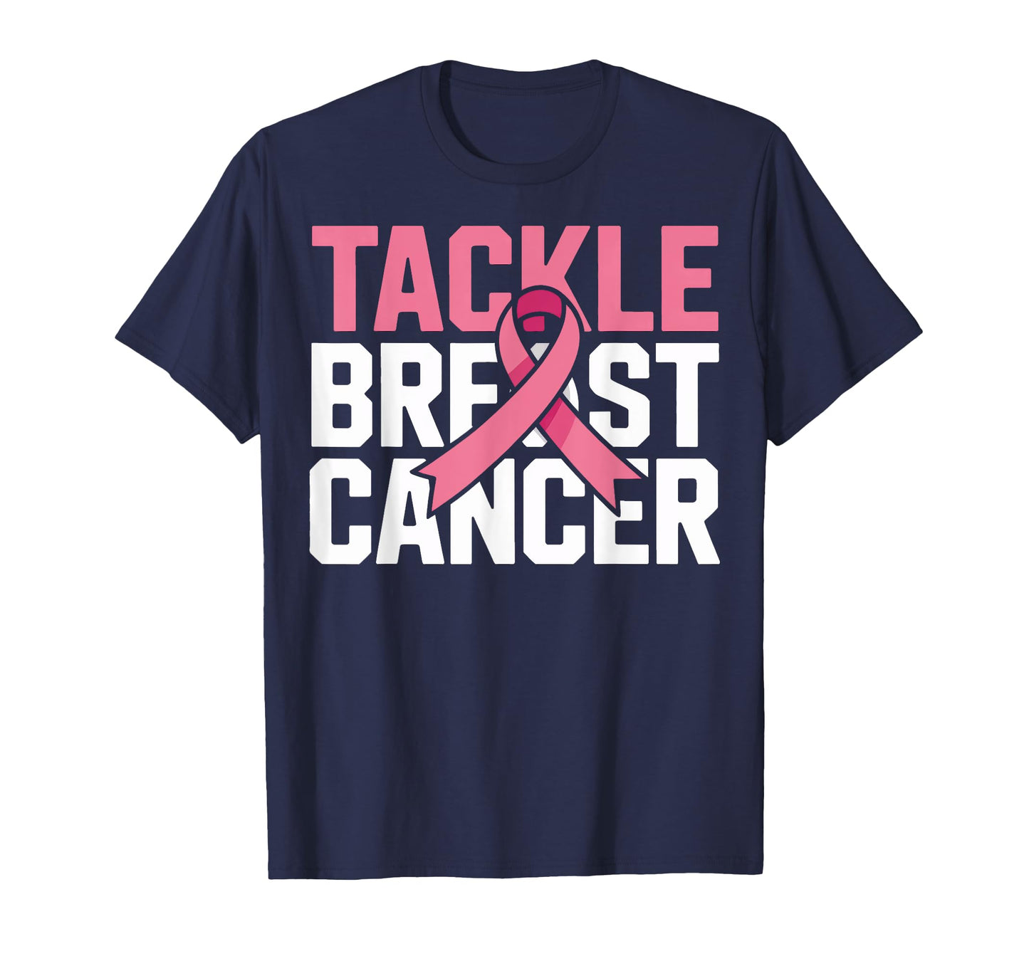 Tackle Breast Cancer Support Pink Ribbon Football Squad T-Shirt