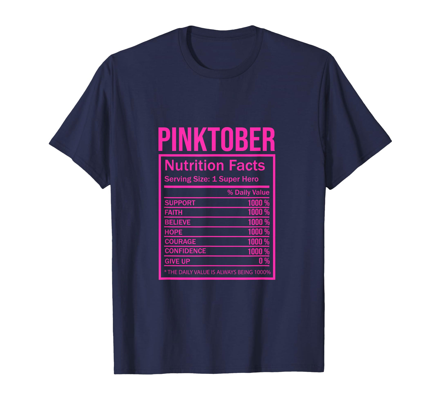 Pinktober Nutrition Facts Breast Cancer Tee Graphic T-Shirt