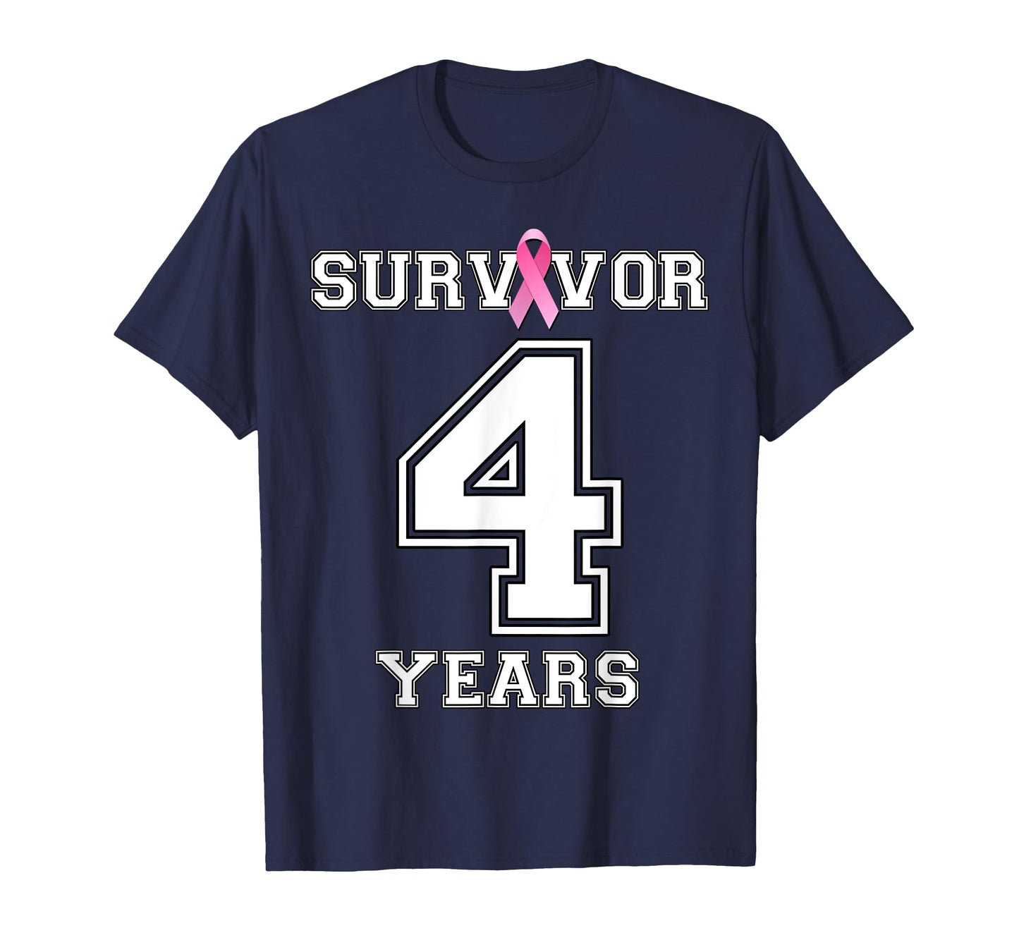 4 Years Breast Cancer Survivor Gifts For Women Pink Ribbon T-Shirt
