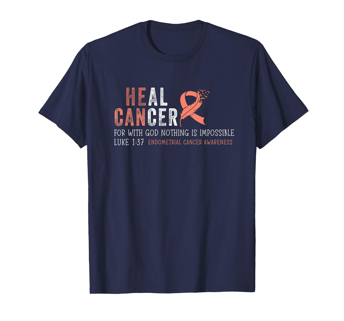 Endometrial Cancer Awareness Uterine Survivor Peach Ribbon T-Shirt