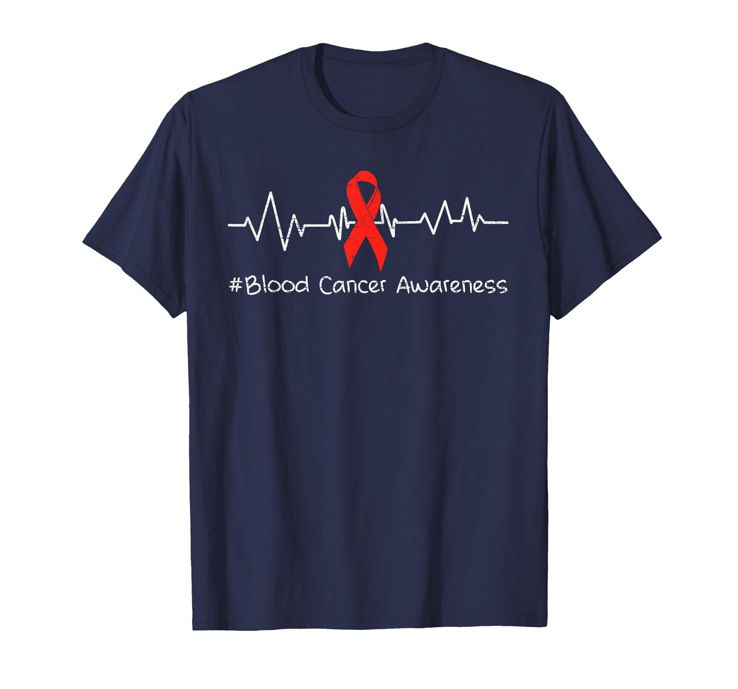 Blood Cancer Awareness Heartbeat Ribbon Red Support T-Shirt