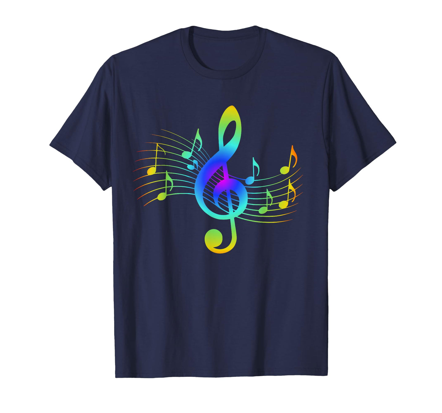 Colourful Treble Clef and Musical Notes Design for Music Love T-Shirt