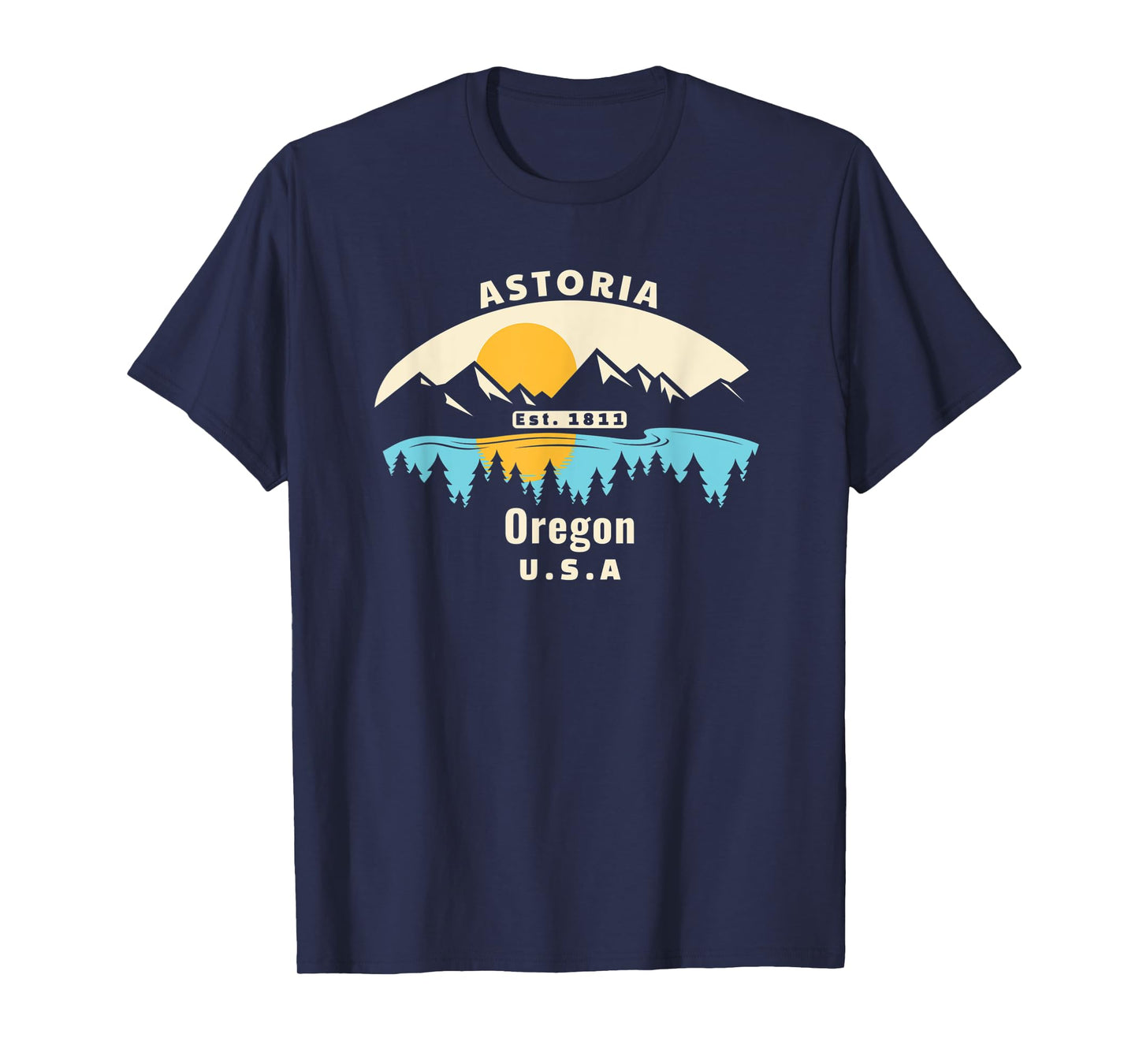 Astoria Oregon Souvenir Mountain Sunset River T-Shirt