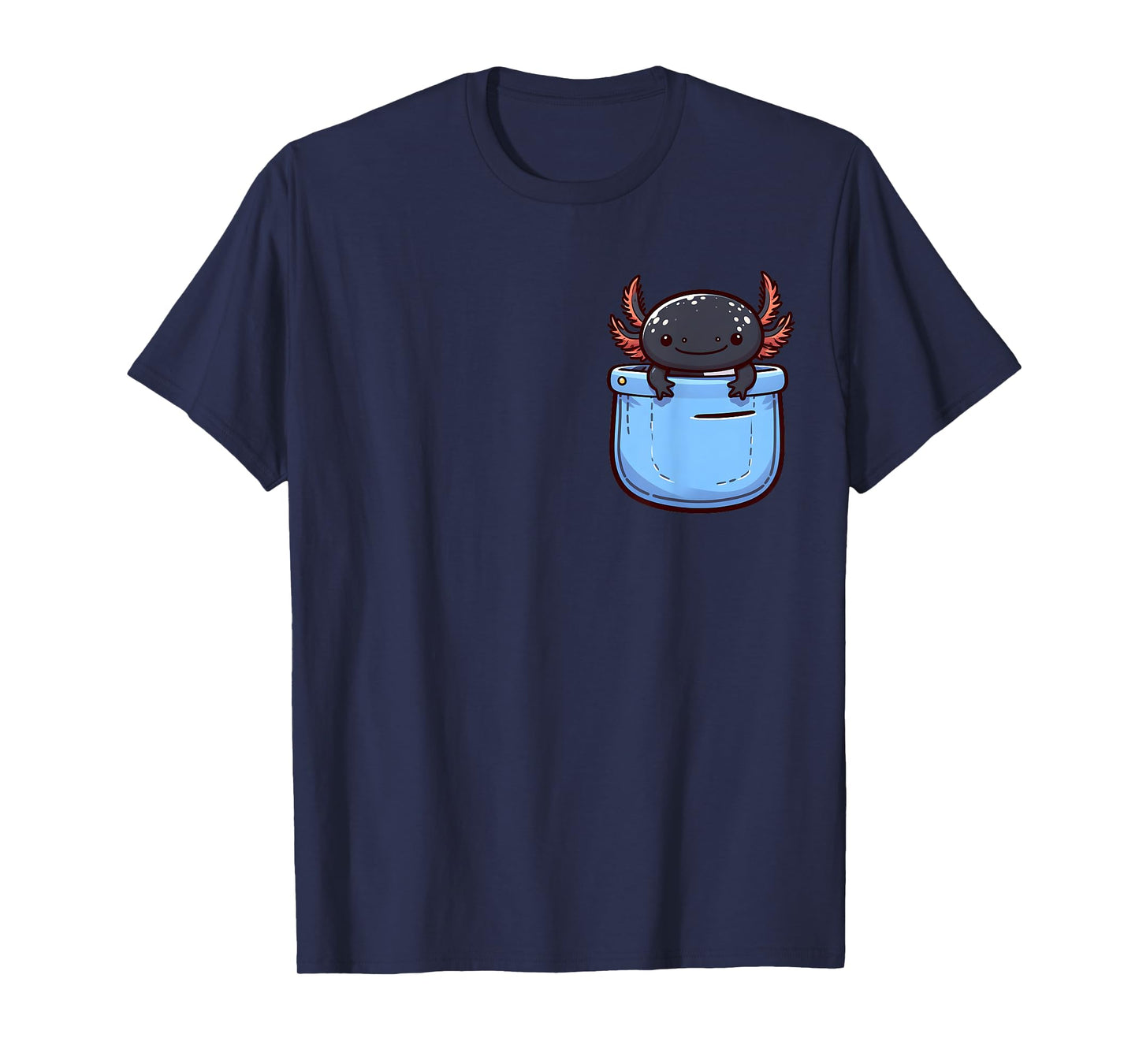 Cute Axolotl in Pocket for Kids, Boys, Girls, Women T-Shirt