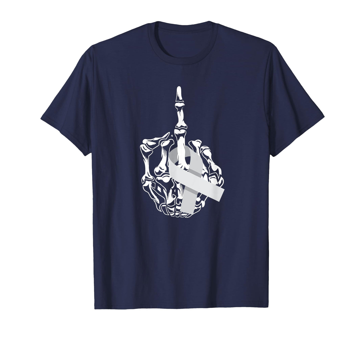 Fuck Brain Cancer Middle Finger Grey Ribbon Brain Cancer T-Shirt