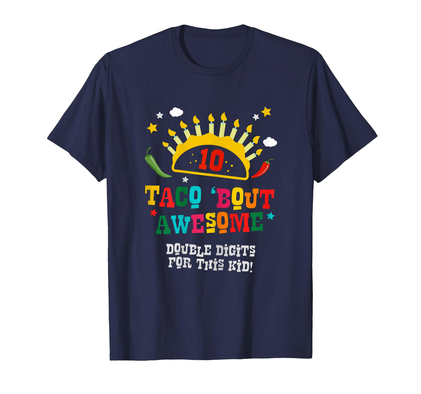 Birthday Taco Age 10 Gift - Boys Taco Bout Awesome Age Ten T-Shirt