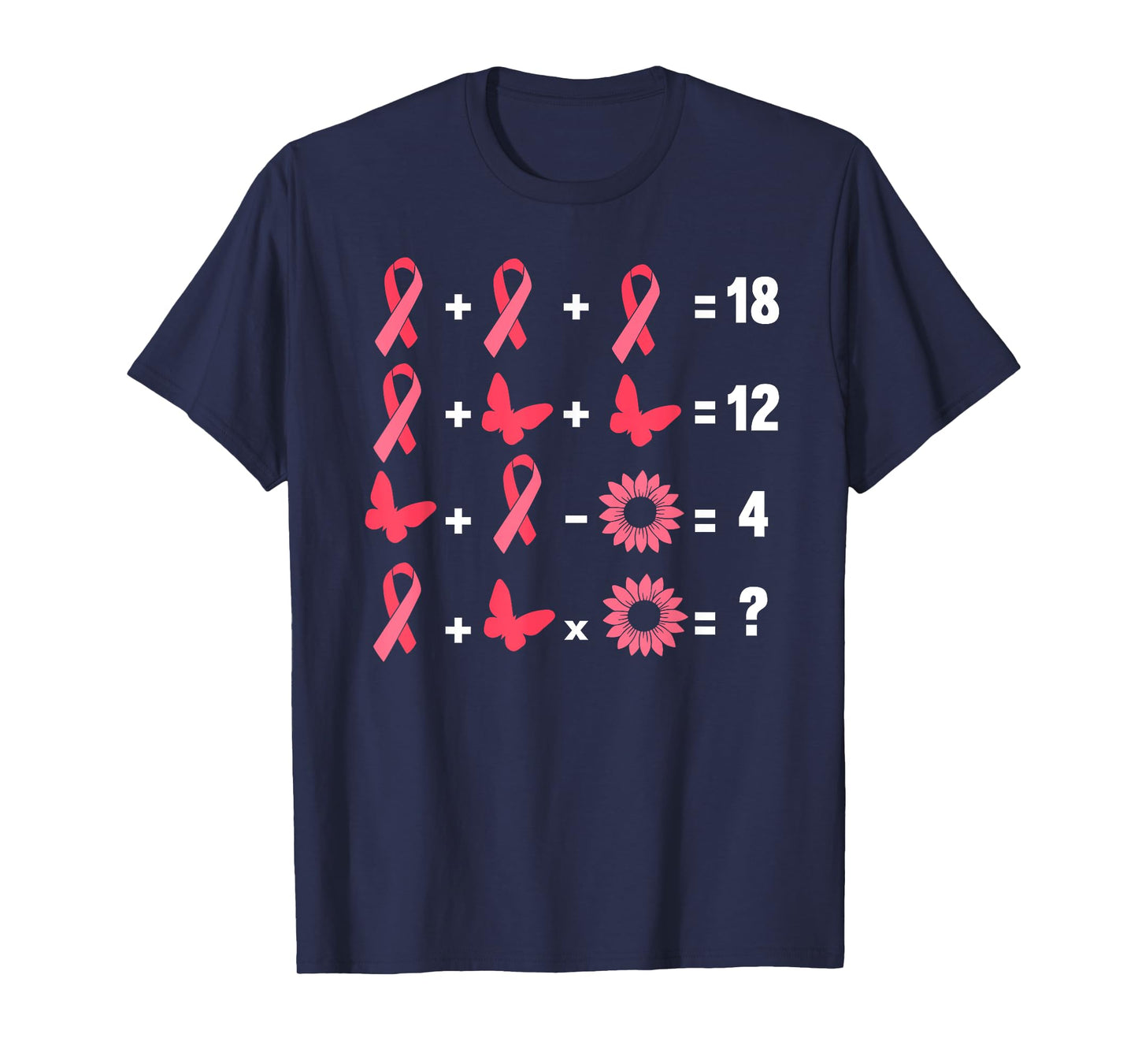 Math Equation Breast Cancer Awareness Teacher Pink Ribbon Men Women Girls Kids T-Shirt