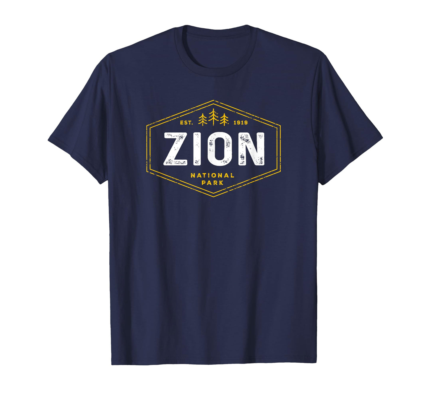 Zion National Park Shirt Vintage Utah Hexagon Badge Hiking T-Shirt