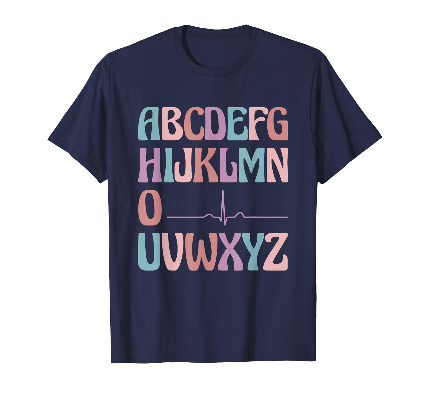 Alphabet Heartbeat Line Nursing Student ABC PQRST Nurse T-Shirt