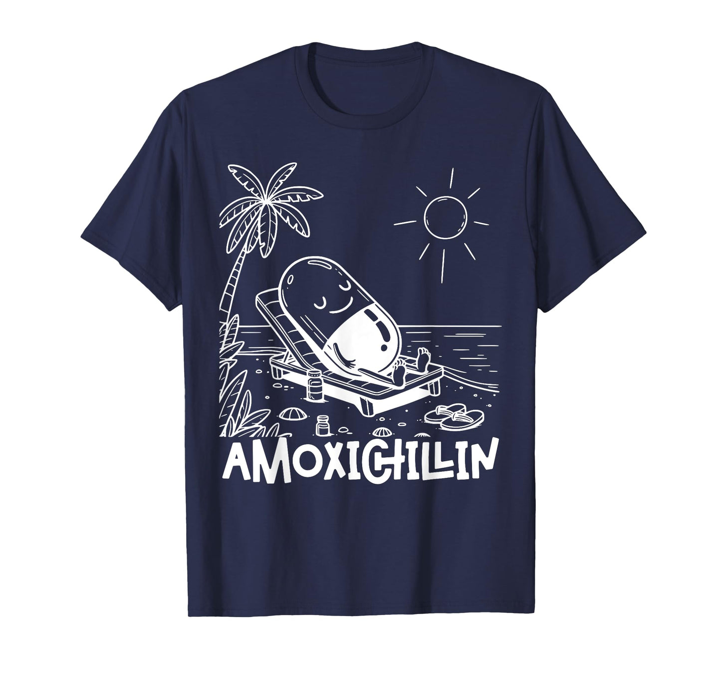 Amoxichillin Funny Pill Beach Vacation Pharmacy Technician T-Shirt