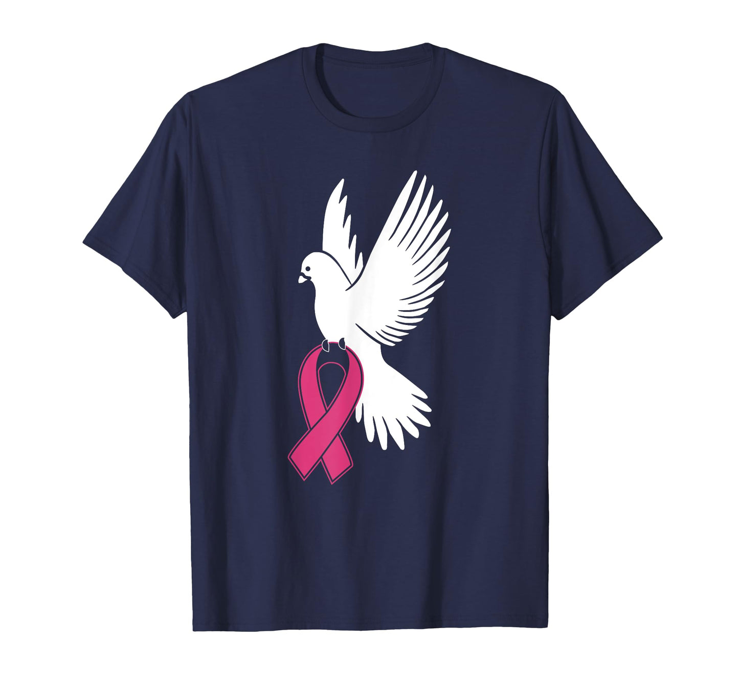 White Dove Carrying Breast Cancer Awareness Pink Ribbon T-Shirt