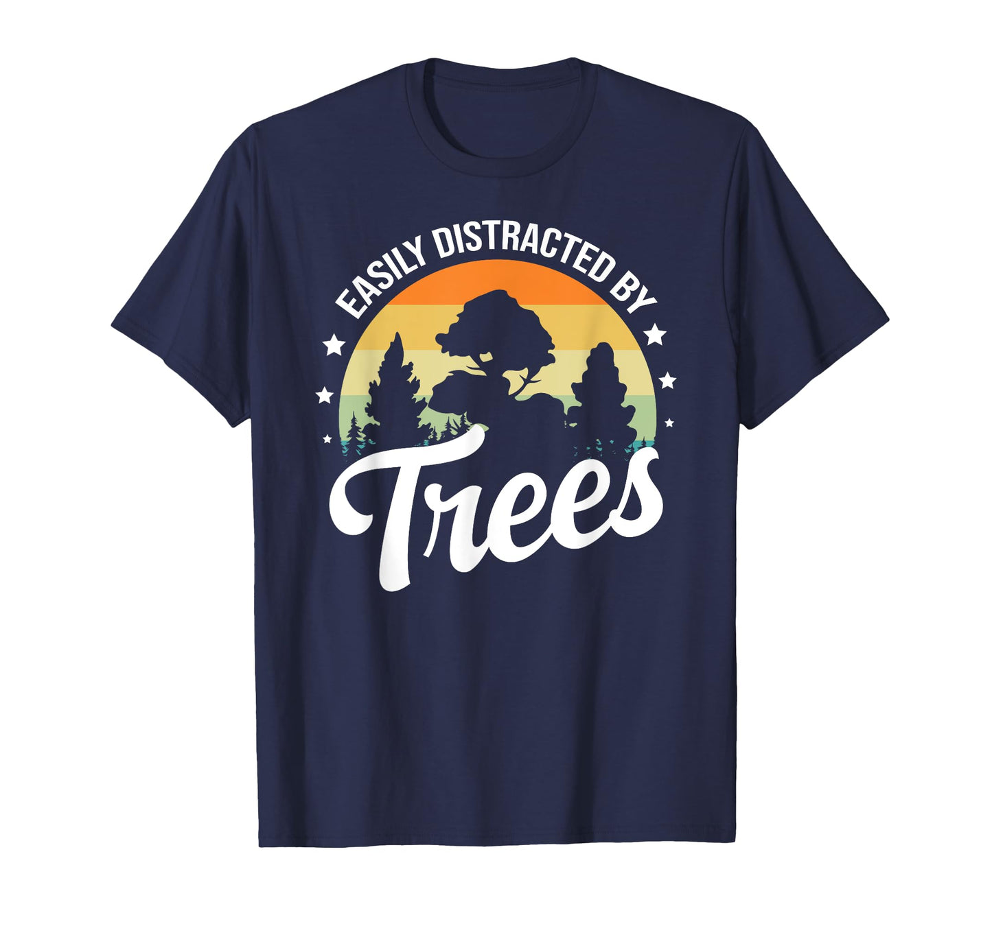 Easily Distracted By Trees For Men women & Kids Retro Vintage Arborist Tree Lover T-Shirt Black Small