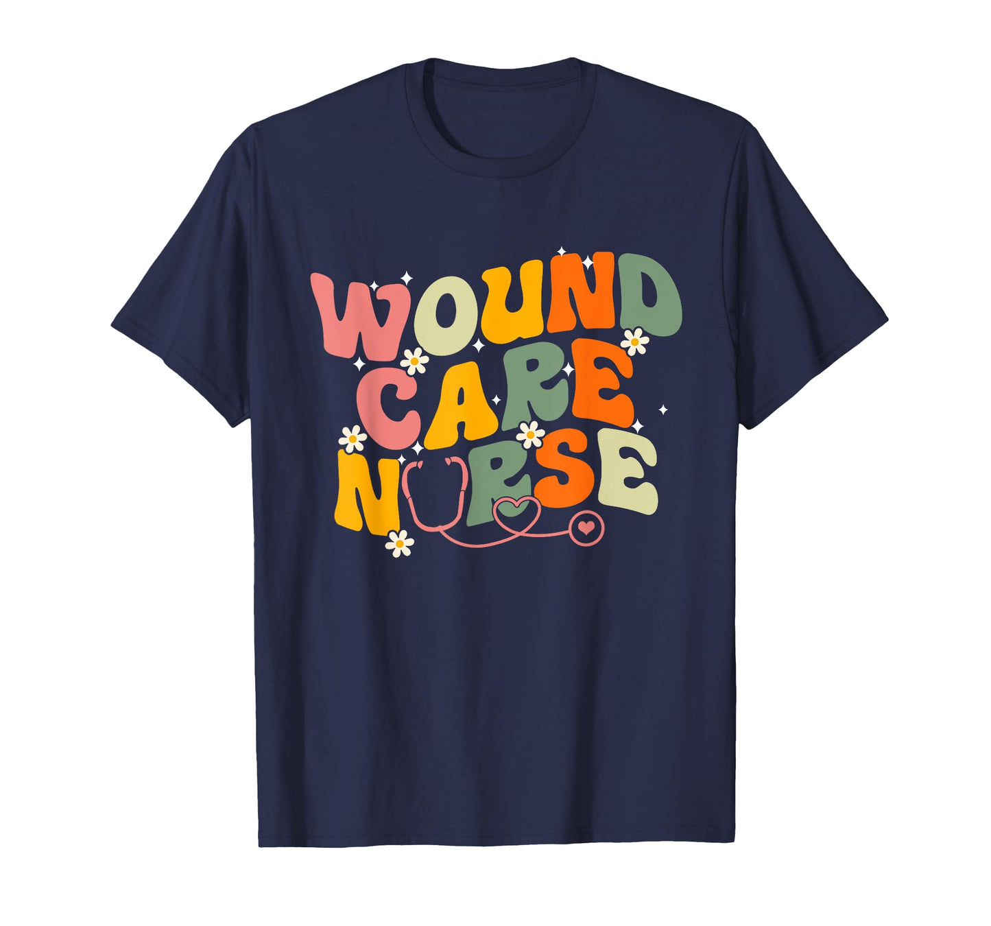 Groovy Wound Care Nurse RN Wound Nursing T-Shirt - Unisex Adults, Black, Small, Short Sleeve, Crew Neck, Classic Fit, Modern, Letter Print, Pull On, 1 Count