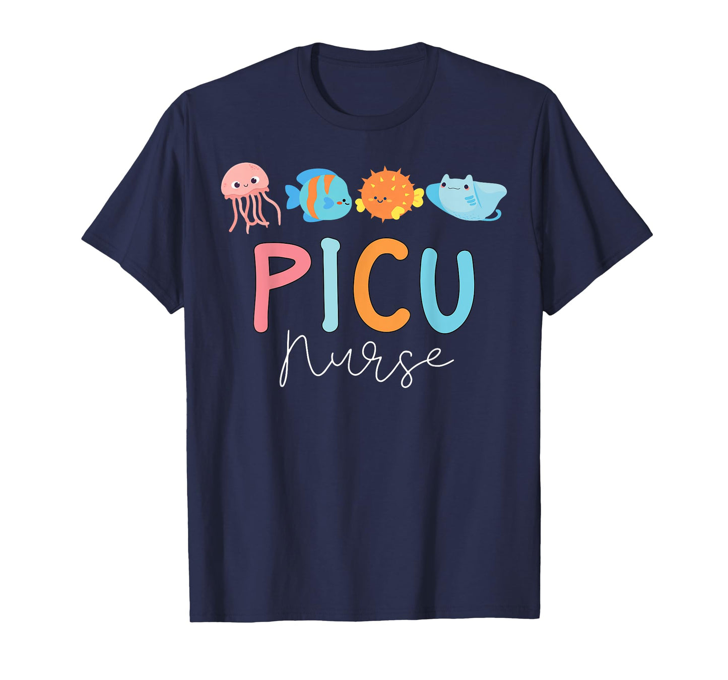 Cute Ocean Sea Summer PICU Nurse Vascular Access IV Nursing T-Shirt for Men Women