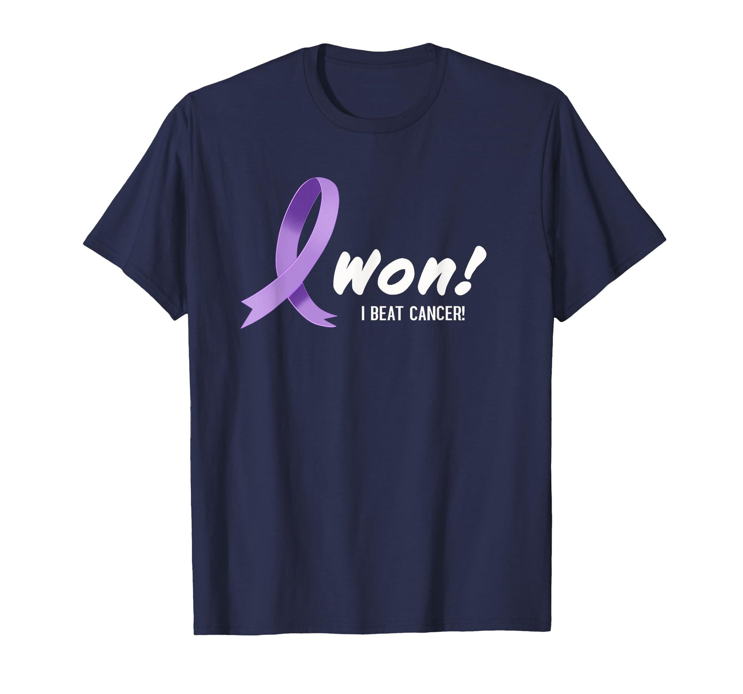 I Beat Cancer, I Won! Lavender Ribbon For All Types Cancer T-Shirt