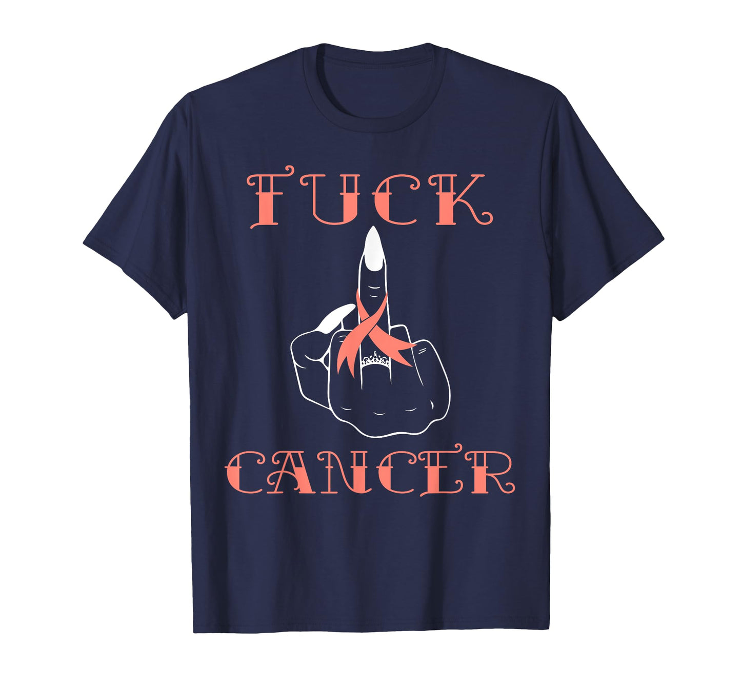 Fuck Cancer Tattoos Survivor Peach Ribbon Uterine Cancer T-Shirt