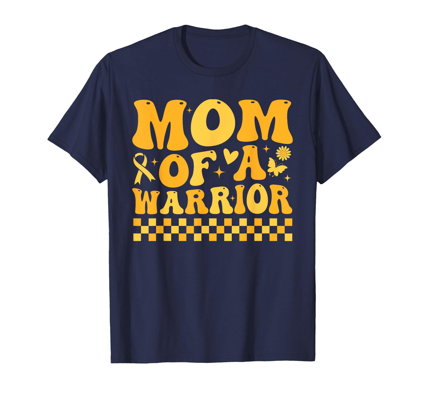 Mom of A Warrior Childhood Cancer Awareness Gold Ribbon T-Shirt